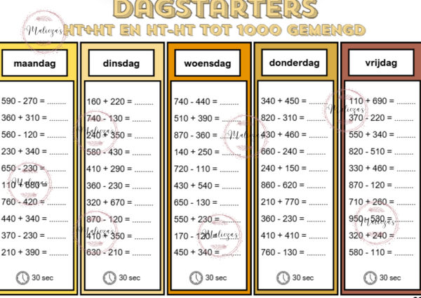 Dagstarters HT+HT en HT-HT tot 1000