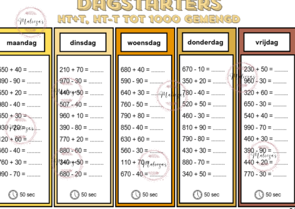 Dagstarters HT+T en HT-T tot 1000