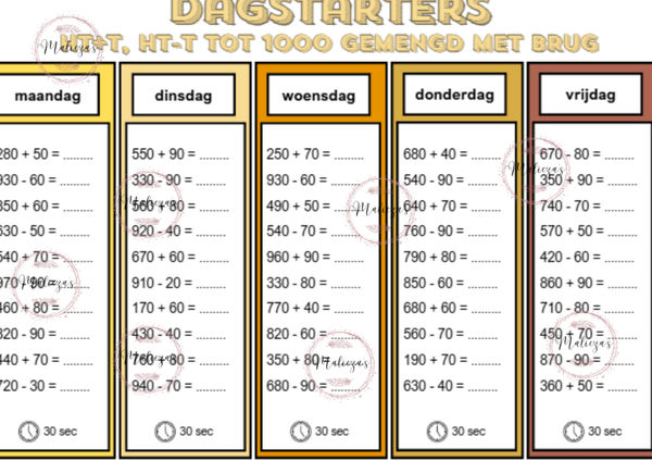 Dagstarters HT+T en HT-T tot 1000 met brug