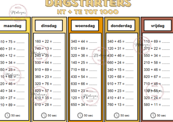 Dagstarters HTE+HTE en HTE-HTE tot 1000