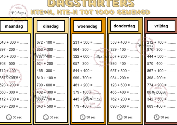 Dagstarters HTE+H en HTE-H tot 1000
