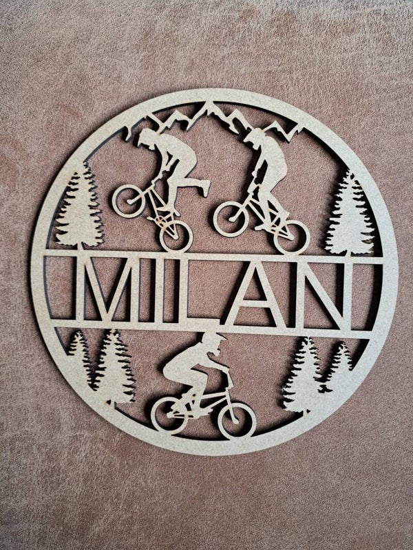 Houten BMX-cirkel met naam