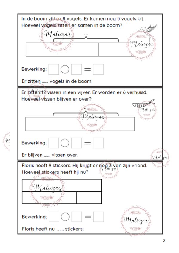 Bundel vraagstukken L1 bewerkingen tot 20 met brug