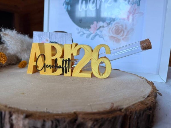 Geldgeschenk zum Abitur 2026 mit Reagenzglas