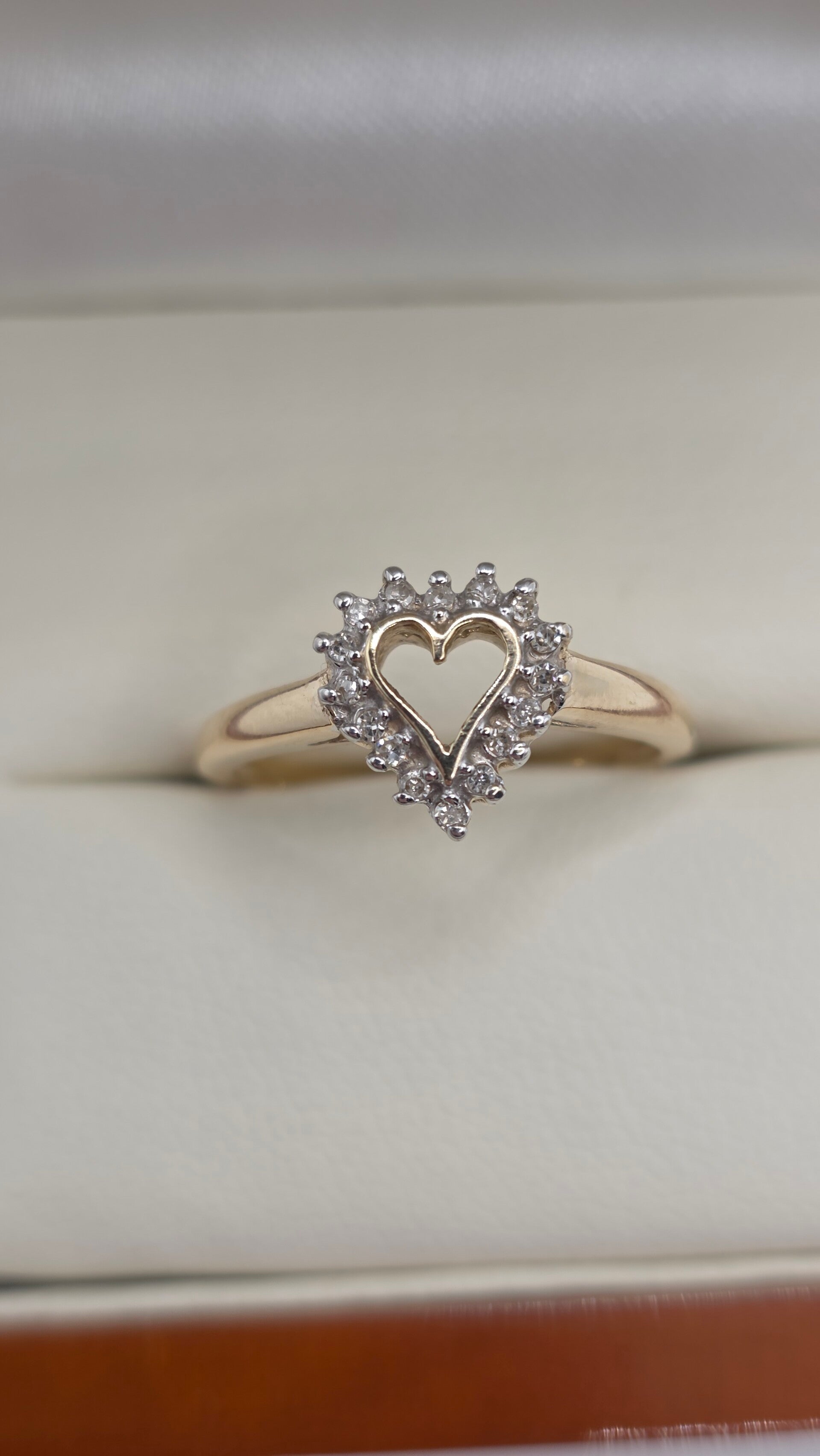 Beautiful 10ct Yellow Gold Diamond Heart Cluster Ring M1/2 to N