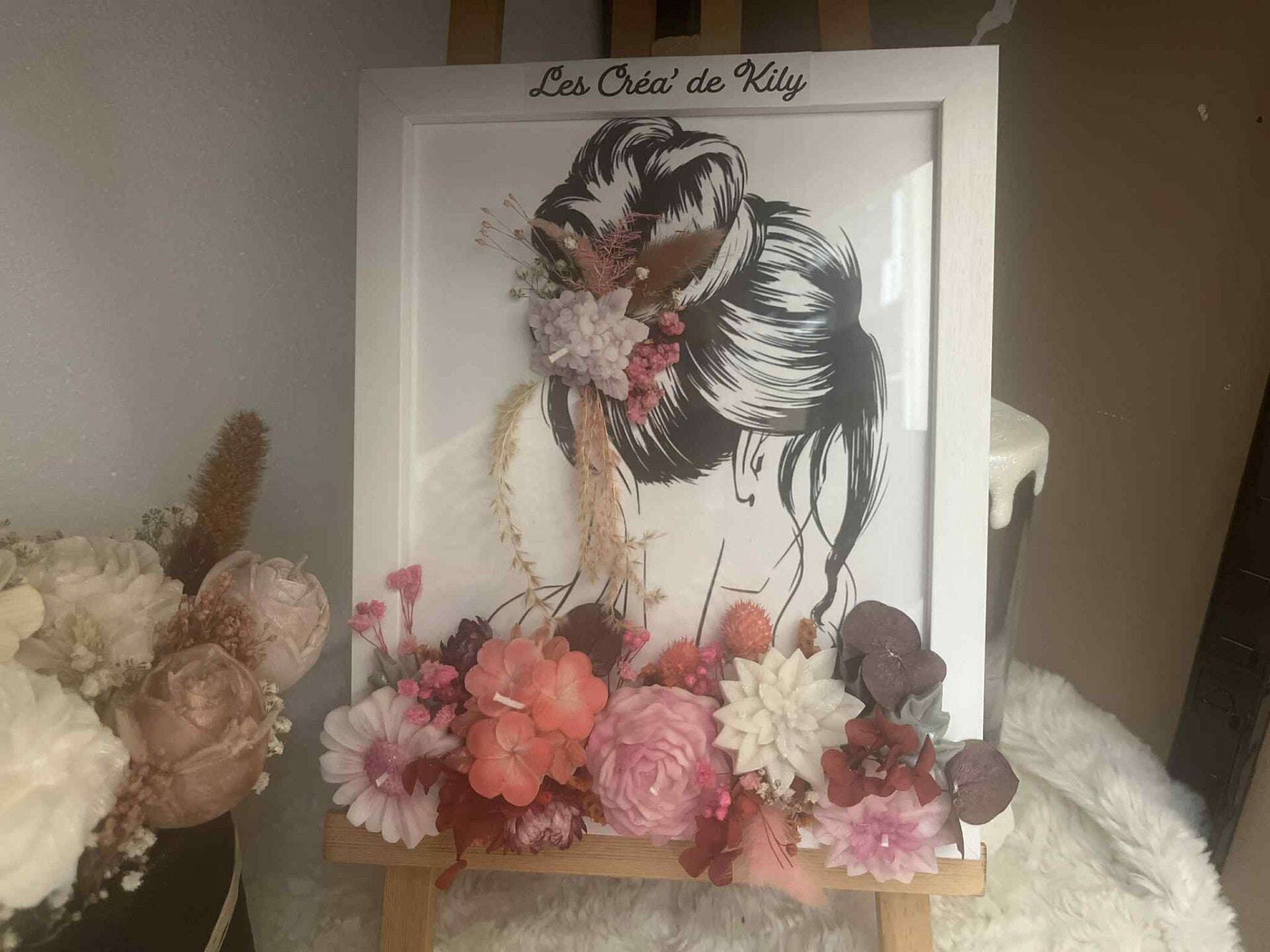 Cadre parfumé à la fleur de coton - thème mariée -