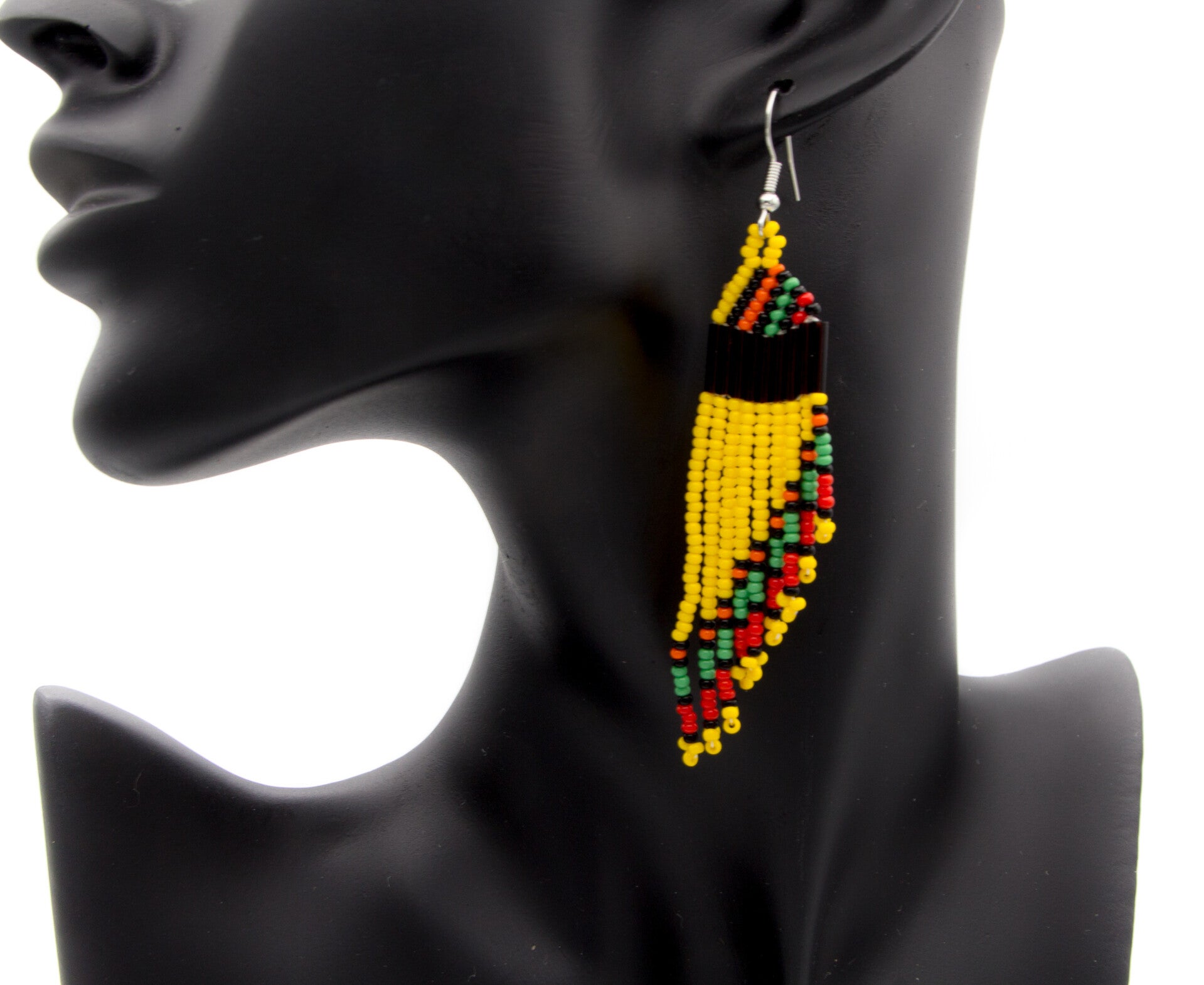 Handmade Beaded Cascading Tassel Earrings.