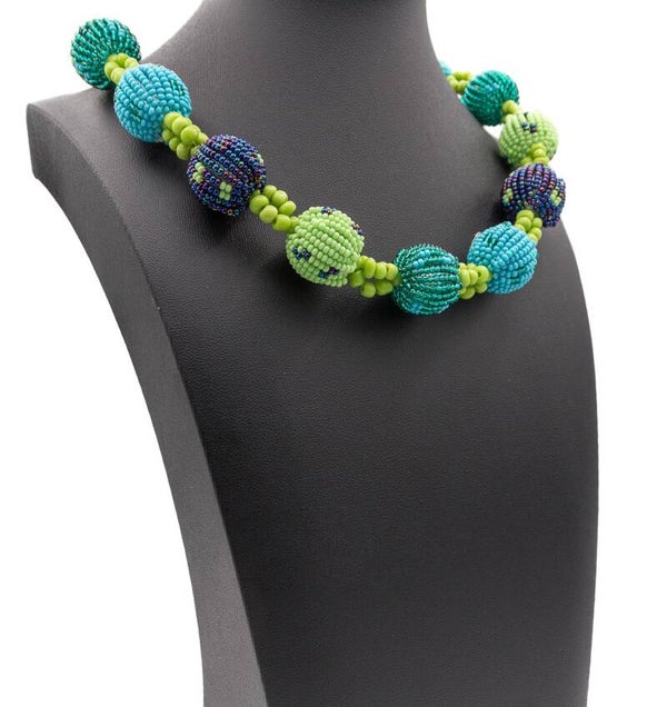 BillionHers Beaded Ball Choker – Handmade African Statement Necklace for Women
