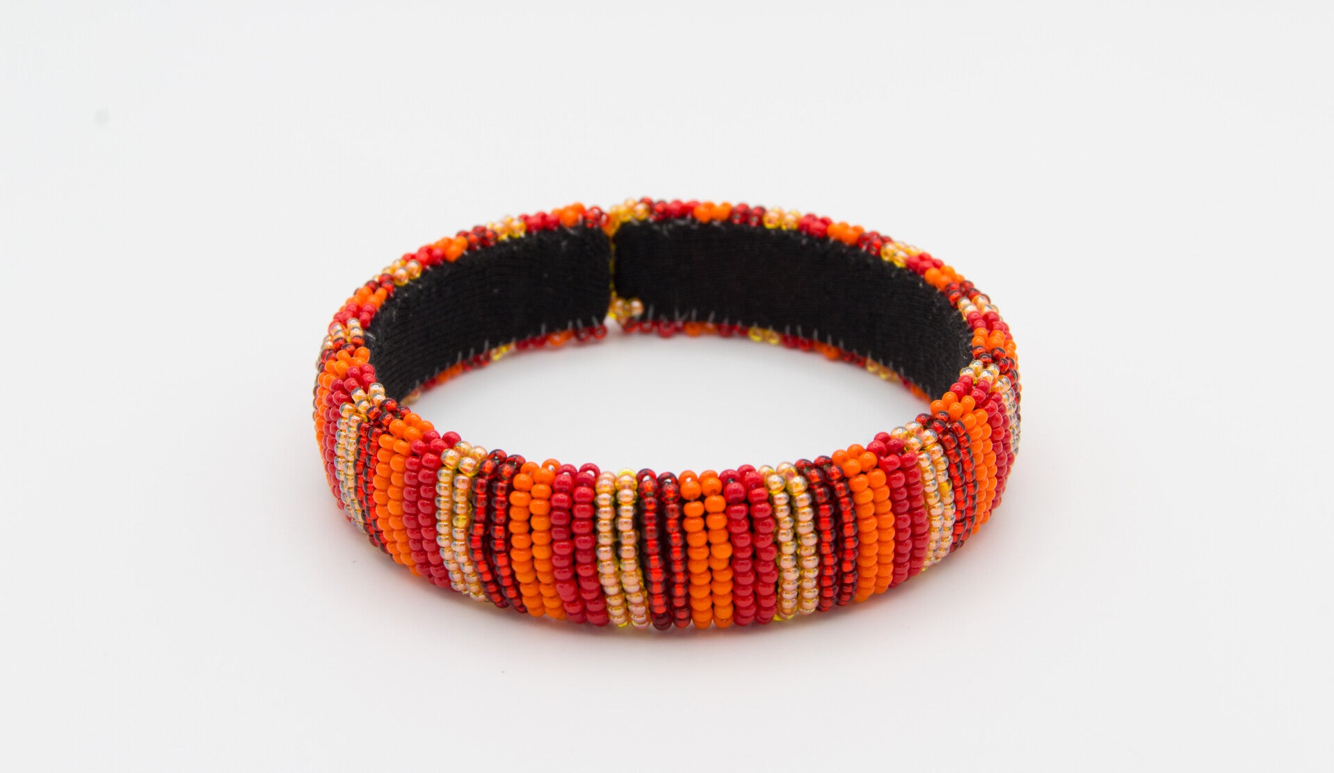 BillionHers Traditional African Beaded Bangles (Orange, Red and Satsuma)