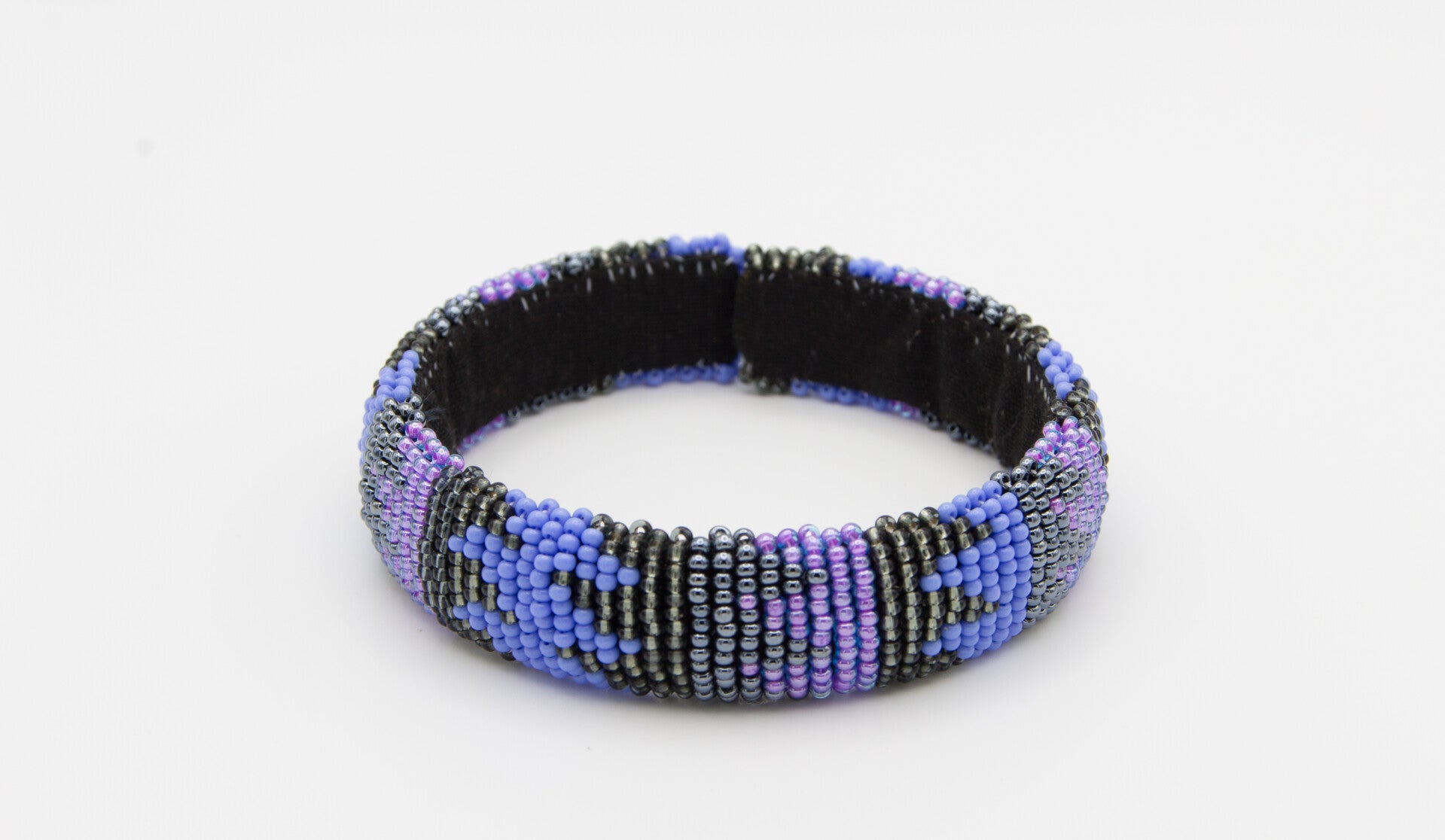 BillionHers Traditional African Beaded Bangles (Lilac, Blue and Grey)