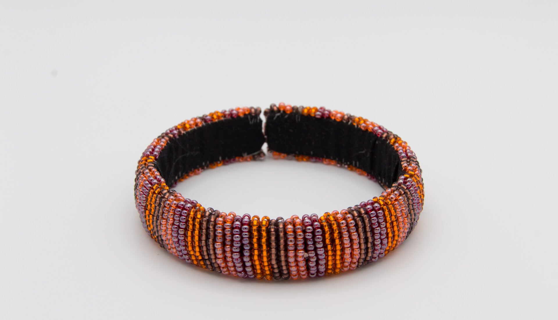 BillionHers Traditional African Beaded Bangles (Orange/Peach/Rose)