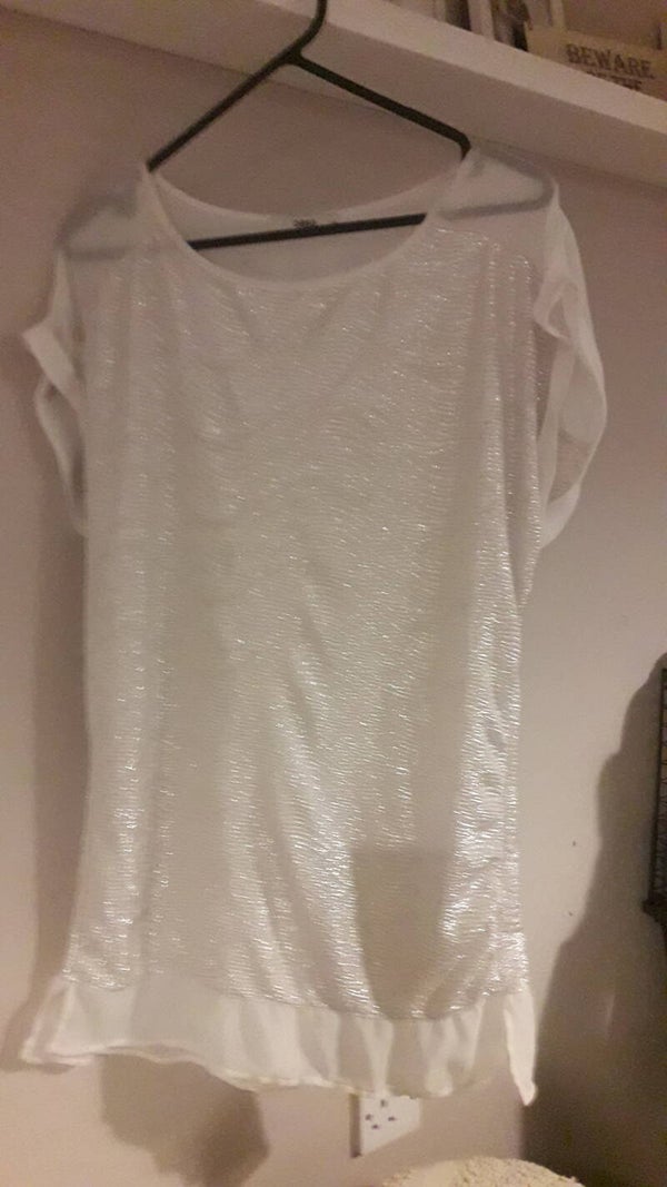 Ladies oasis top vgc used white sparkly  sixe xsmall
