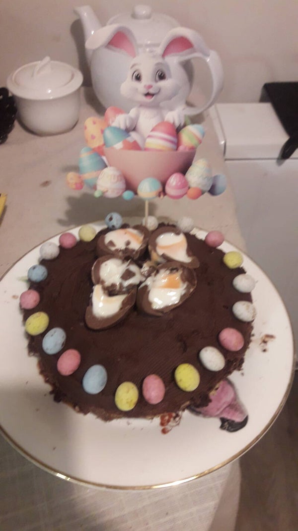 Homemade easter cake chocolate cadburys cream eggson