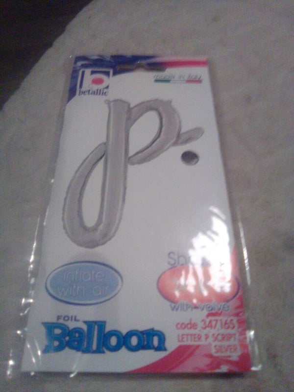 Letter p foil silver new balloon in pkt