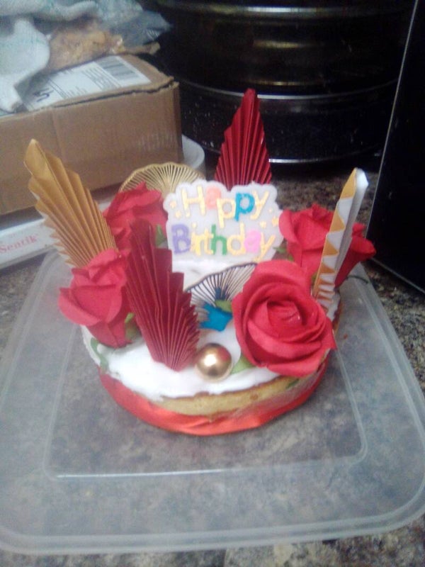 Happy birthday cake just done rose decoation