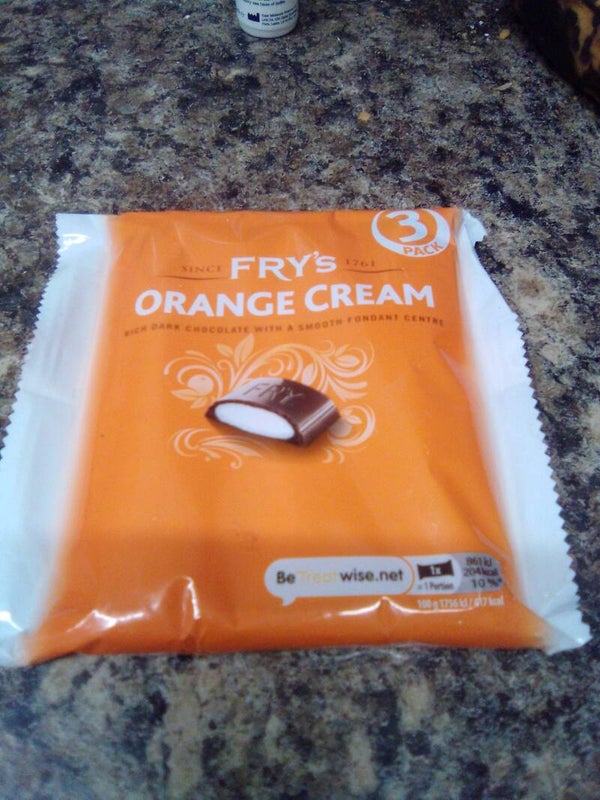 Two pkts if three fry's orange chocolate bars