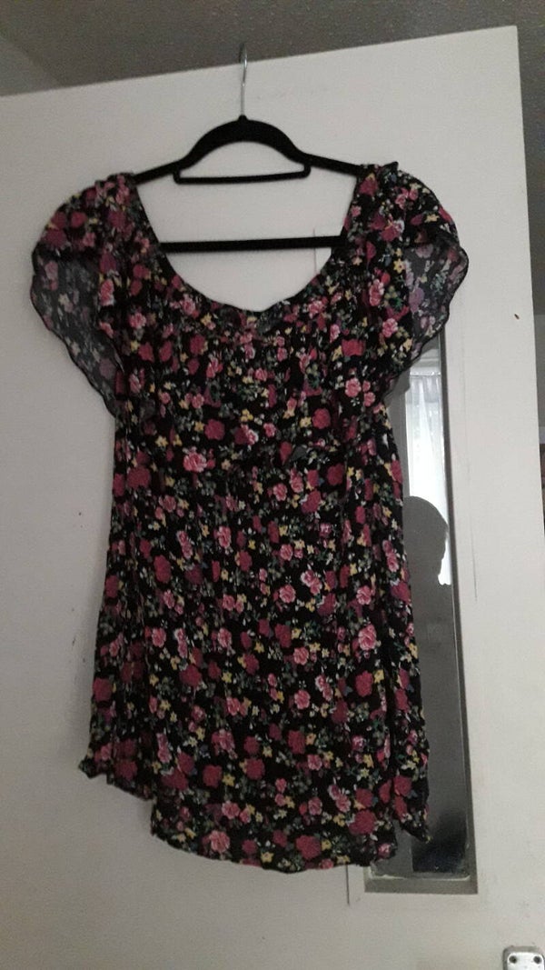 Summer top from F&F vgc used floral black pink yellow