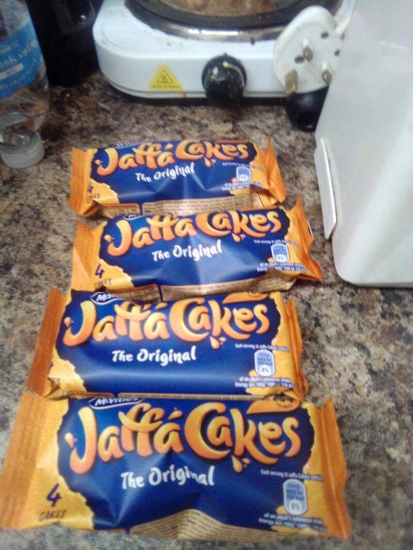 Four pkts if Jaffa cakes with four in each