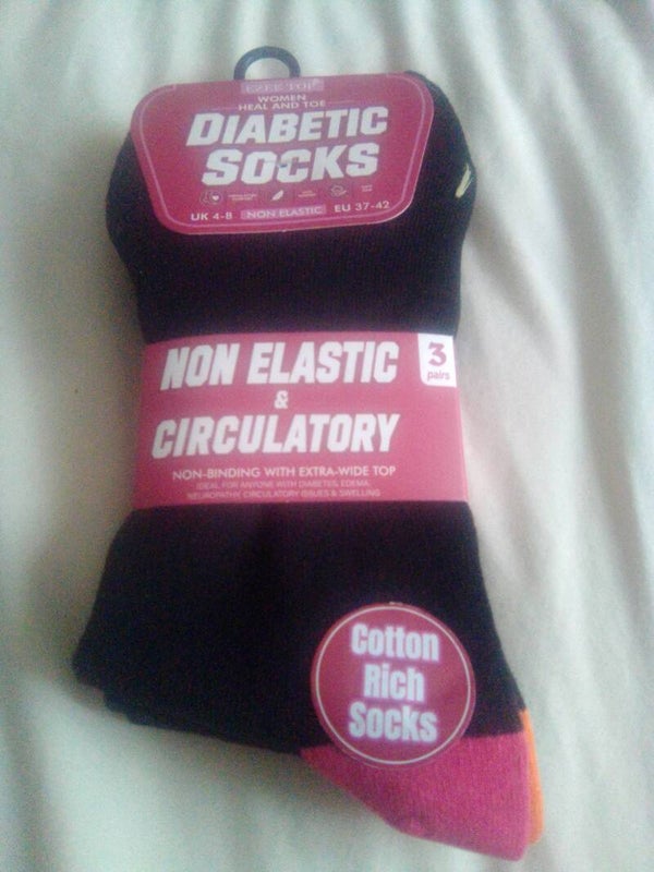 3 pairs of heel n toe diabetic socks ladies new