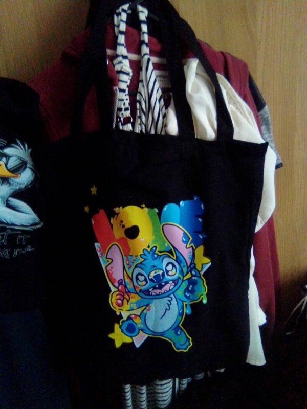 New stitch bag without tags ,medium black handles cotton