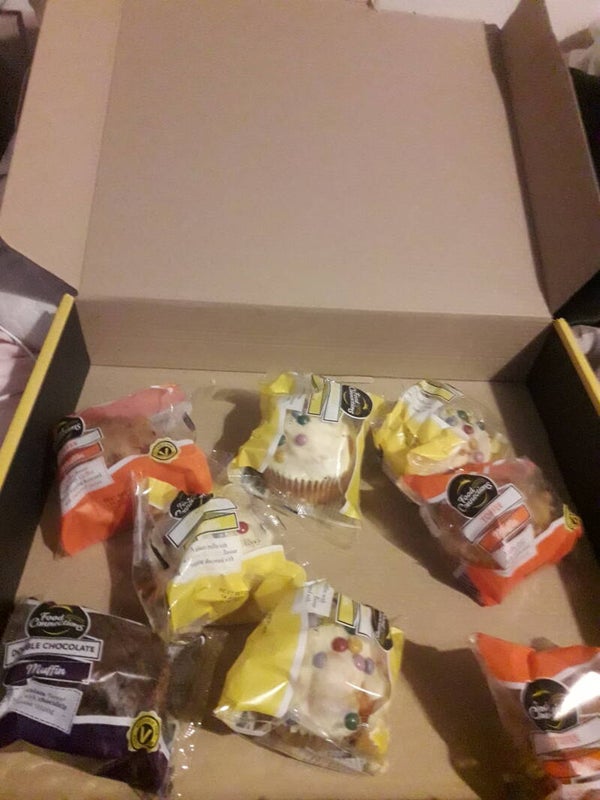 Muffins chocolate ,cherry bakewell ,rainbow ,toffee