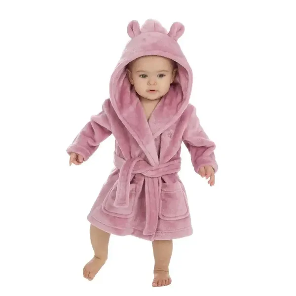 BABY DUSKY PINK HOODED DRESSING GOWN