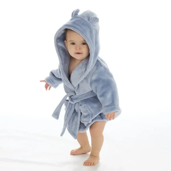 BABY DUSKY BLUE HOODED DRESSING GOWN