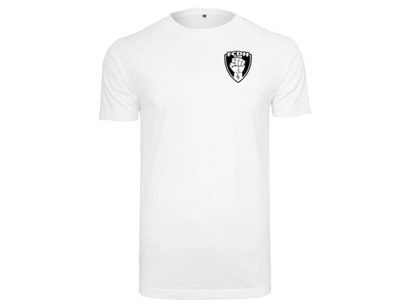 BY004 T-shirt  Wit - Vuist patch groot