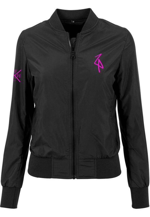 BY044 Dames Bomberjack Zomer Ooievaar opdruk neon roze