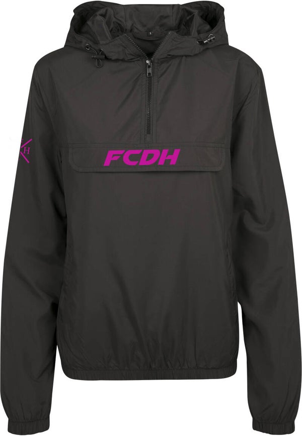 BY095 Dames Zomer Jack Pull Over FCDH zwart opdruk neon roze