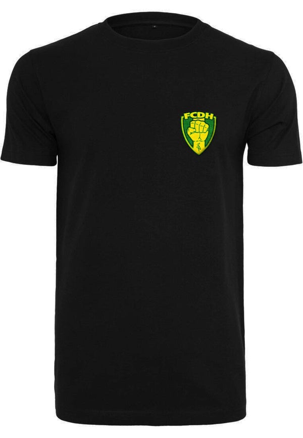 BY004 T-shirt Vuist grote badge geel groen