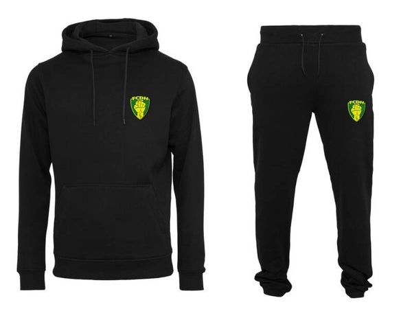 BY011+BY014 Joggingpak Broek met Hoodie badge Vuist geel groen