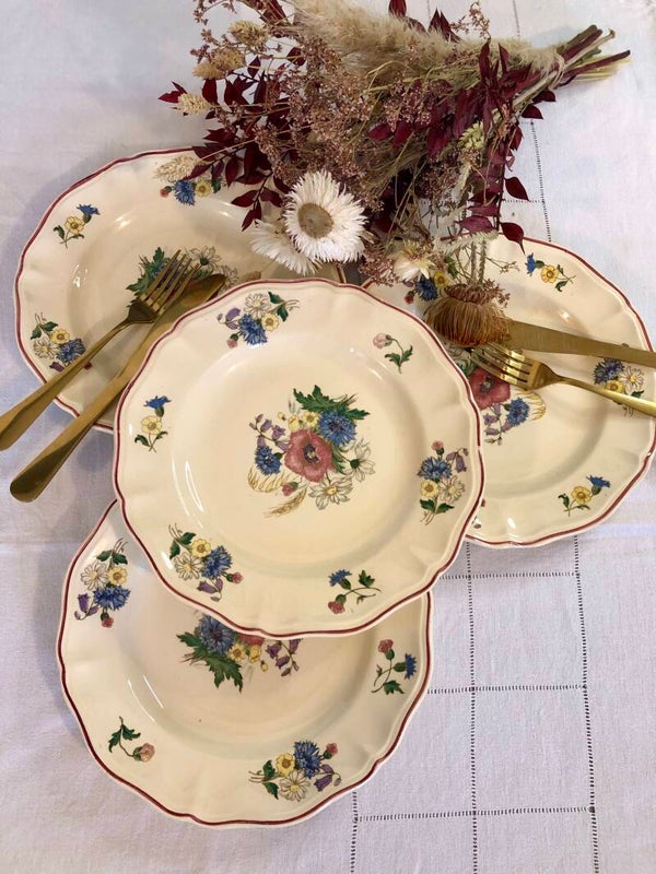 4 Assiettes plates Digoin Sarreguemines "Agreste"