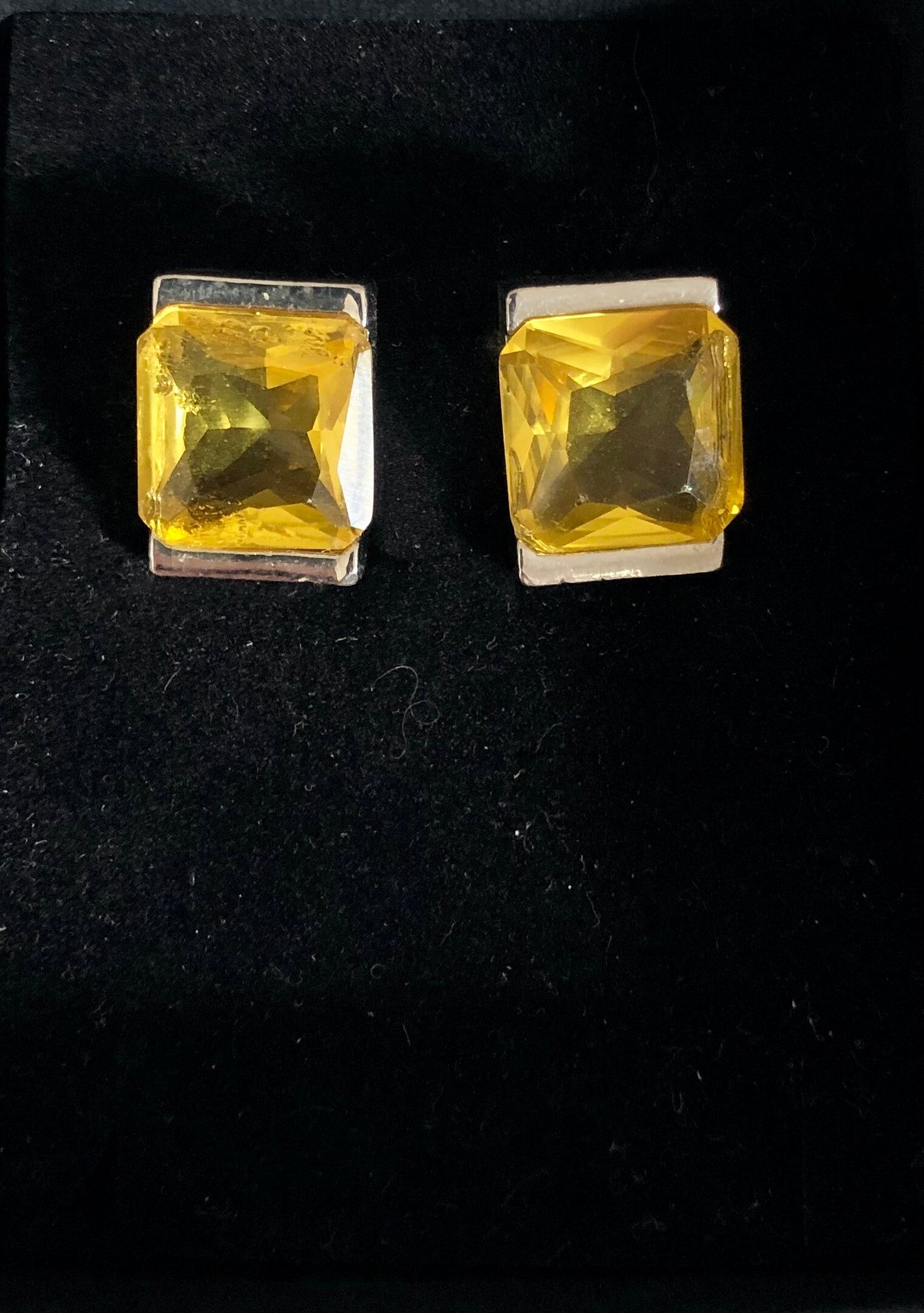 Superbes boucles d'oreilles clip en cabochon de cristal jaune citrine