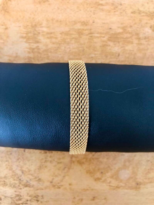 Très chic bracelet doré maille ruban tressé
