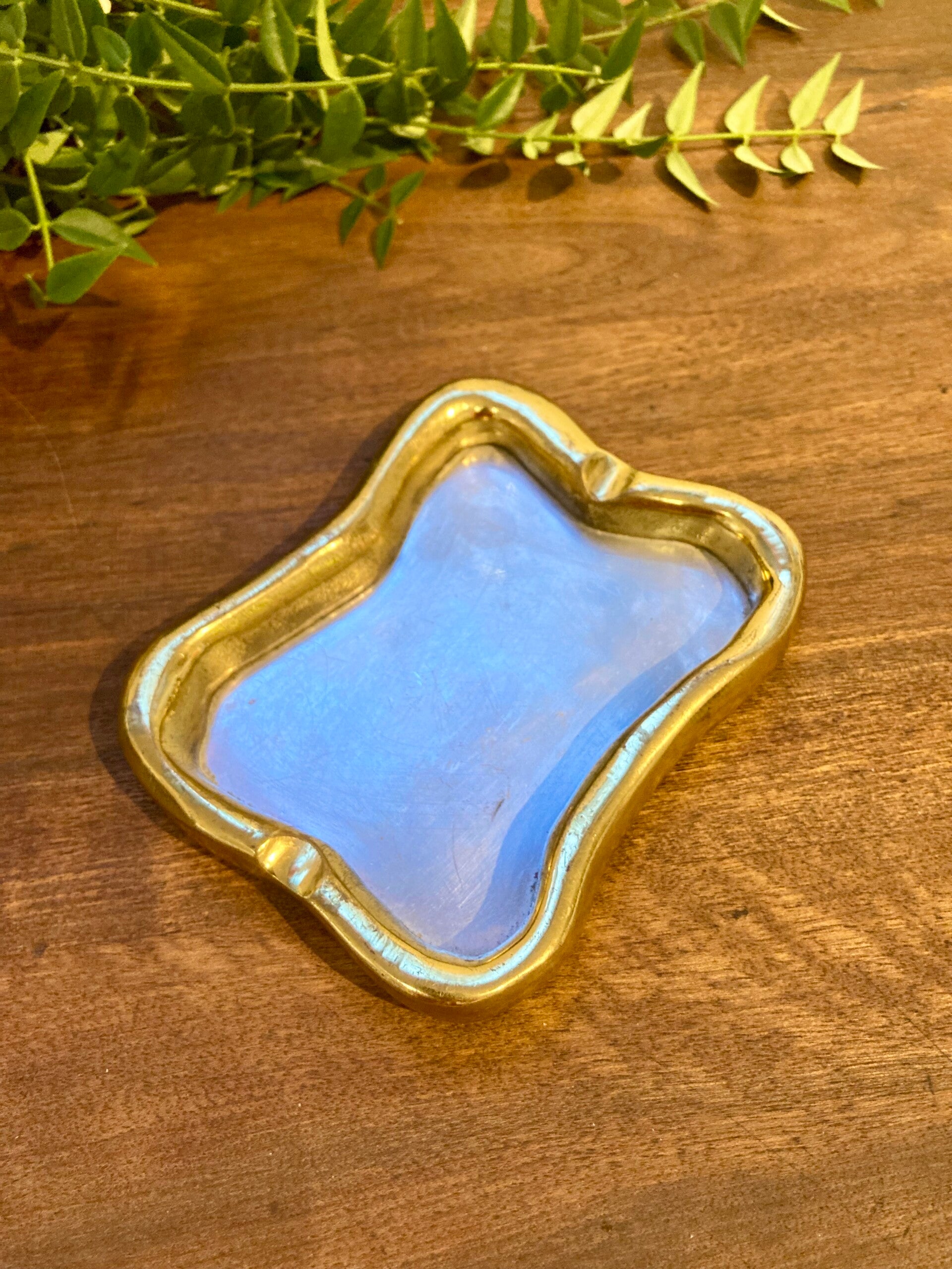 Superbe cendrier brutaliste vintage en bronze et aluminium