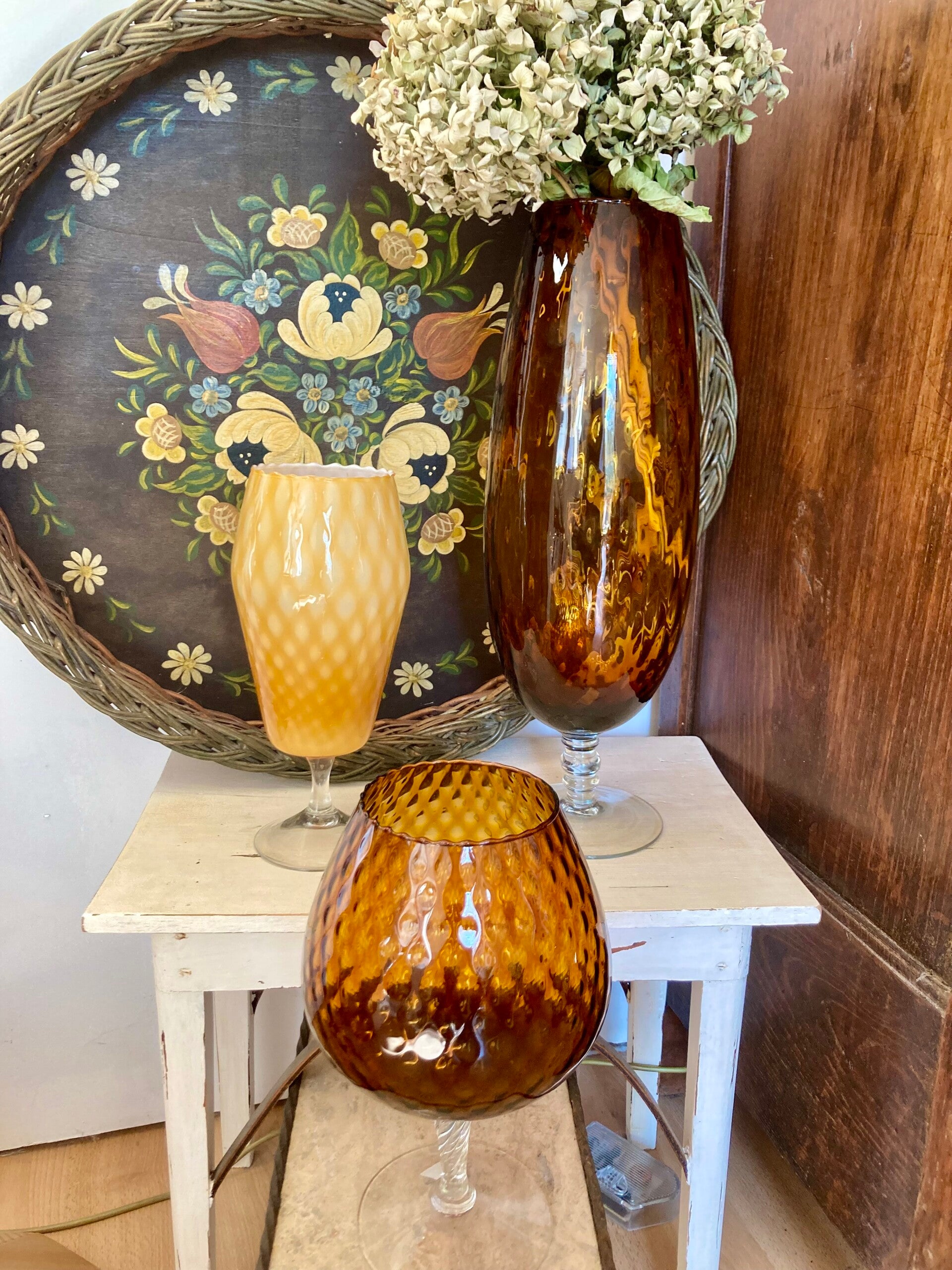 Superbes vases Empoli vintage caramel et chocolat