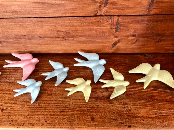 Hirondelles porte bonheur en céramique de fabrication artisanale