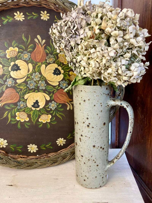 Superbe grand pichet rouleau en grès pyrité des années 70