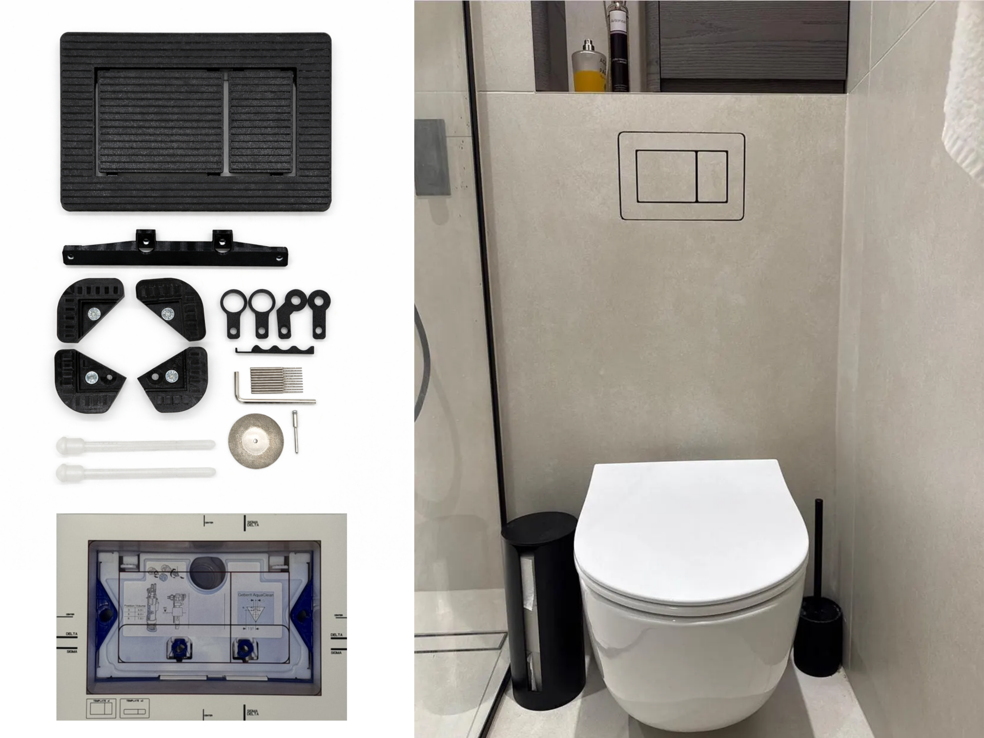 3D Printed Tile-In Flush Button – Compatible with Geberit Sigma, Delta, TECE – Modern Bathroom Upgrade