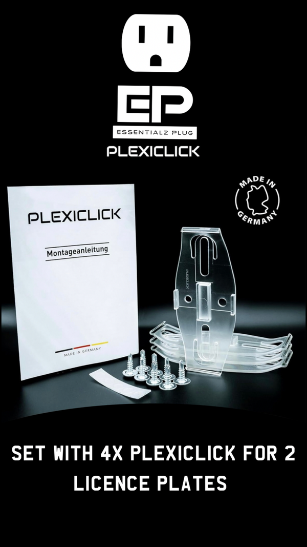 Plexiclick Pro Invisible plate holders - Set of 4 (Front & Rear)
