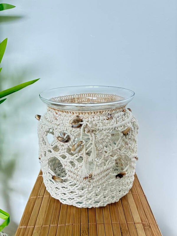 Brede macramé vaas