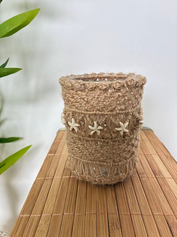 Waxinehouder jute D hoog