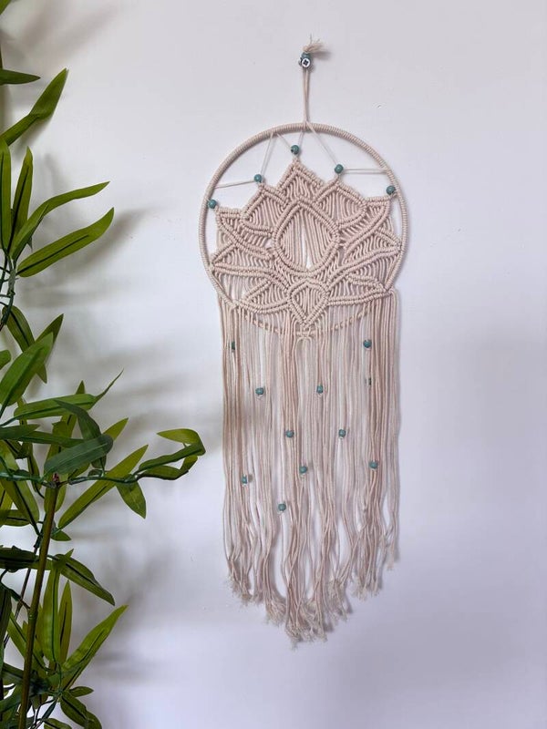 Macramé wandhanger Lotus turquoise