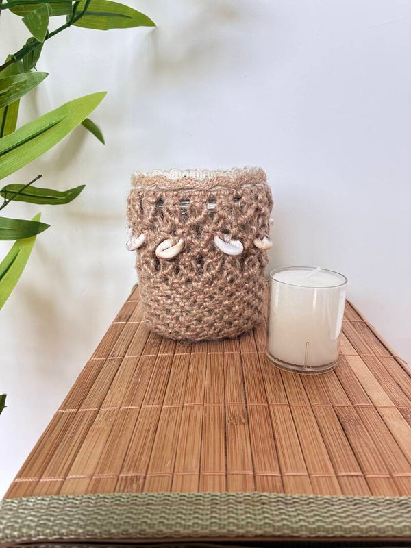 Waxinehouder jute E hoog