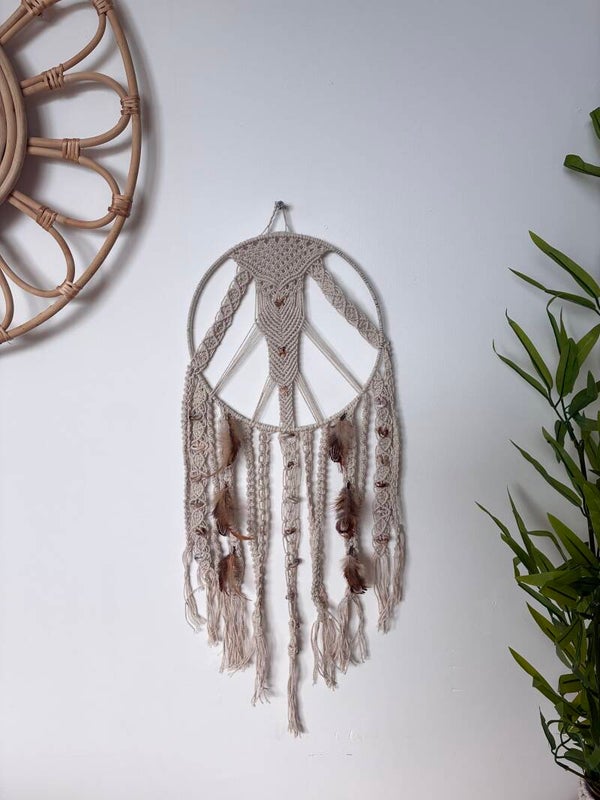 Wandhanger boho veren rond