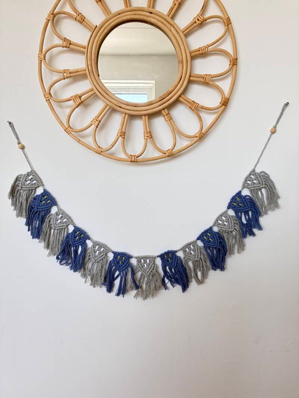 Macramé slinger blauw