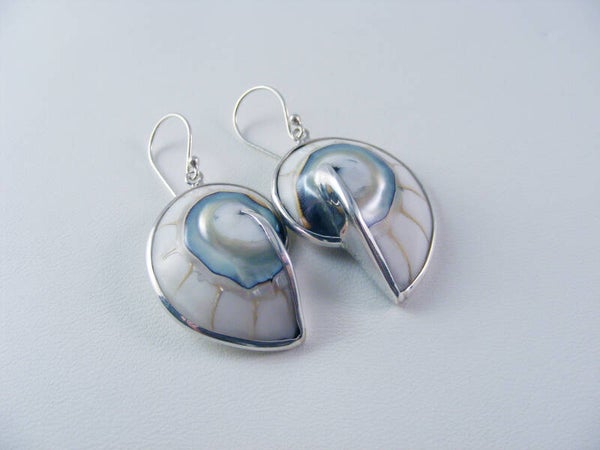 Nautilus oorbellen wit