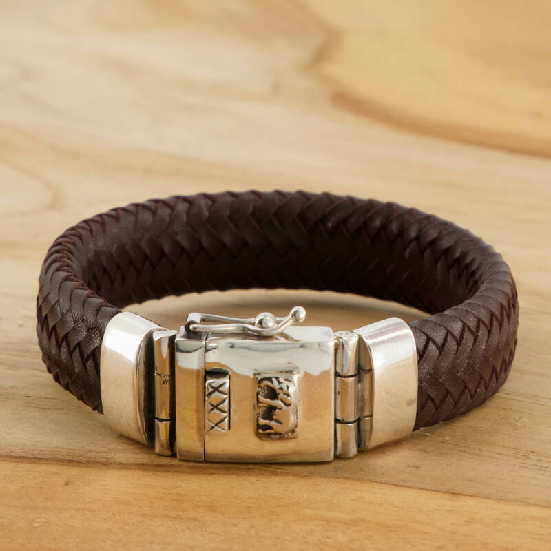 Lederen armband. Leer zilver. Handmade.