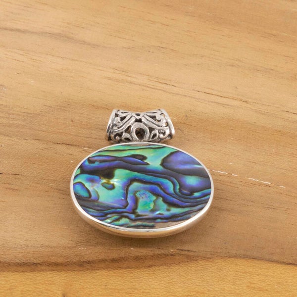 Paua parelmoer liggend ovaal hanger